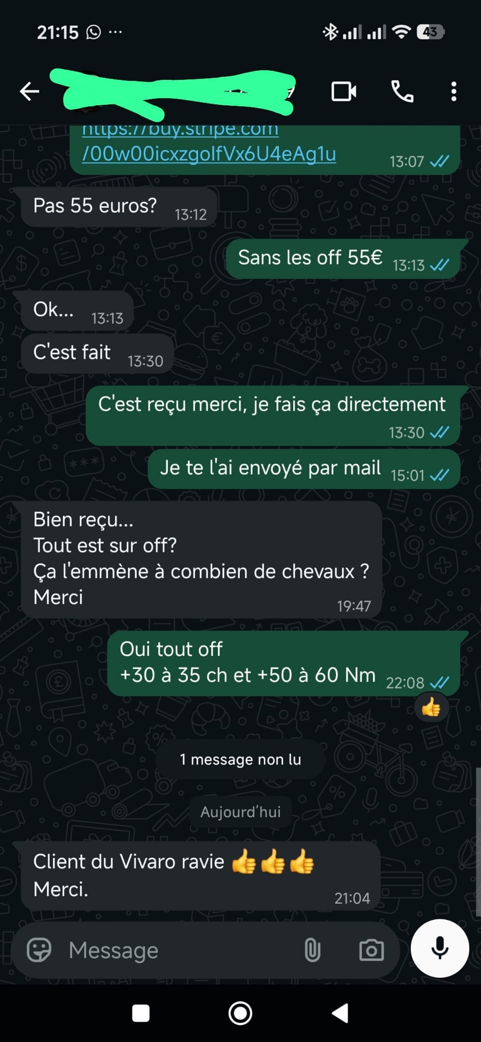 Capture d'un retour client