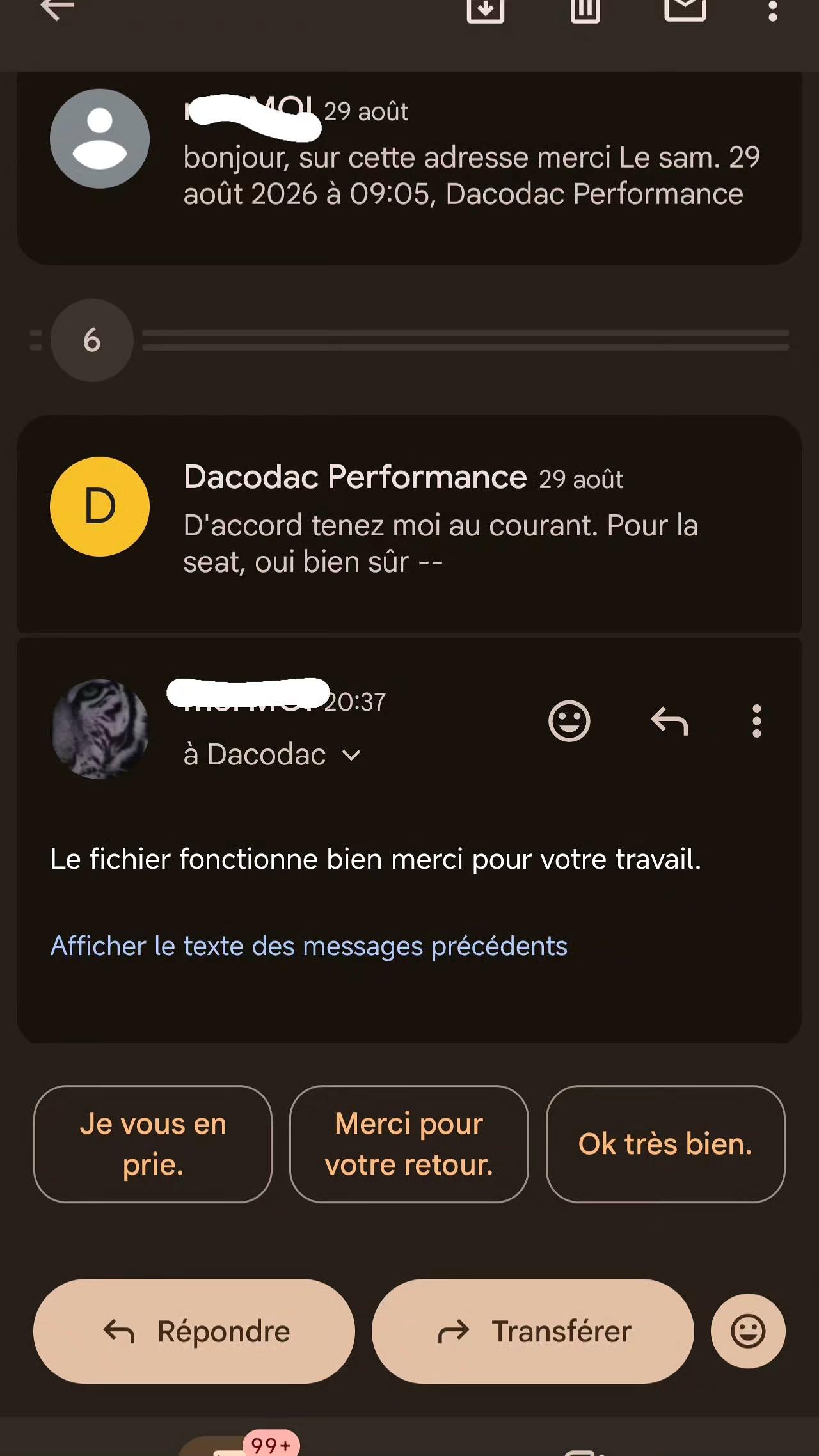 Capture d'un retour client