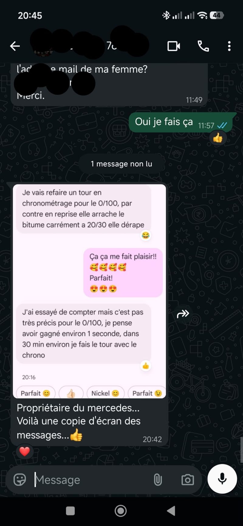 Capture d'un retour client
