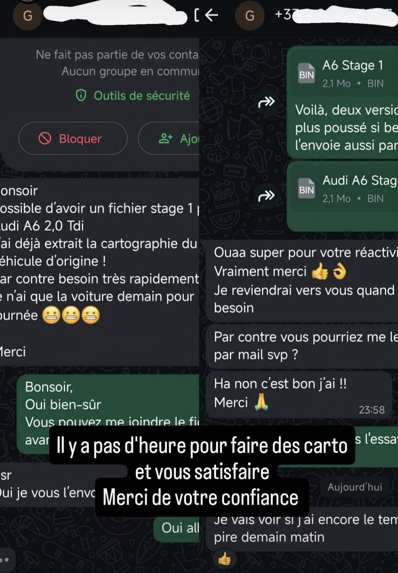 Capture d'un retour client