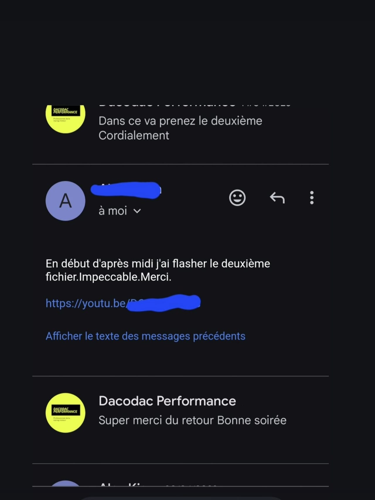 Capture d'un retour client