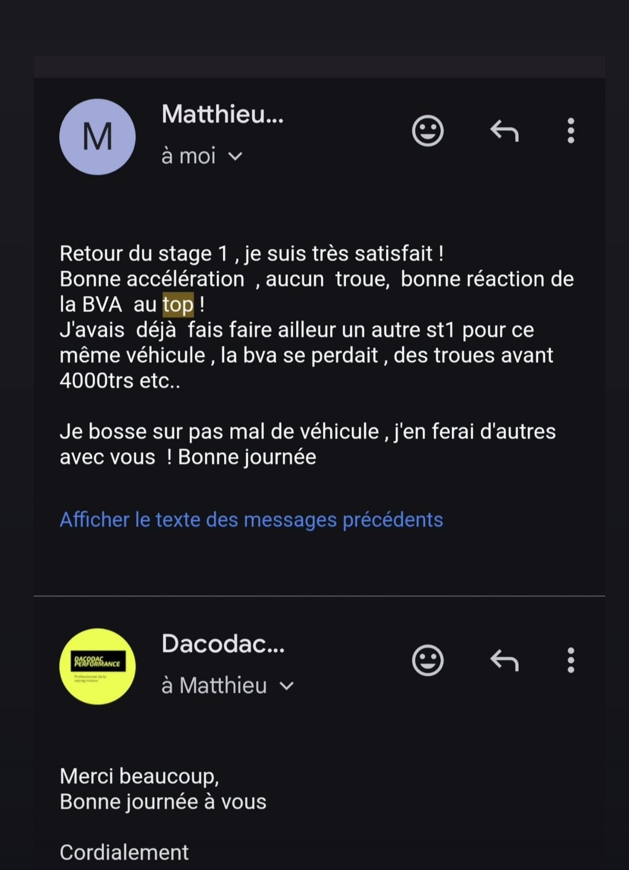 Capture d'un retour client